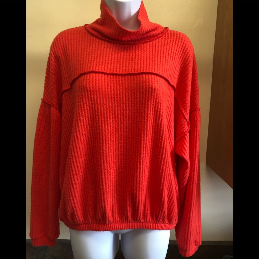 Super soft mock neck banded top